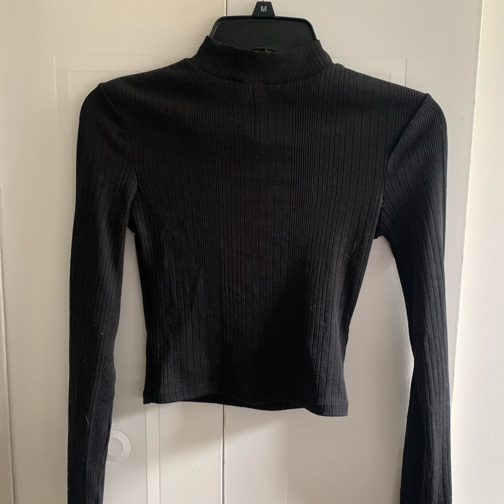 Black cropped turtle neck